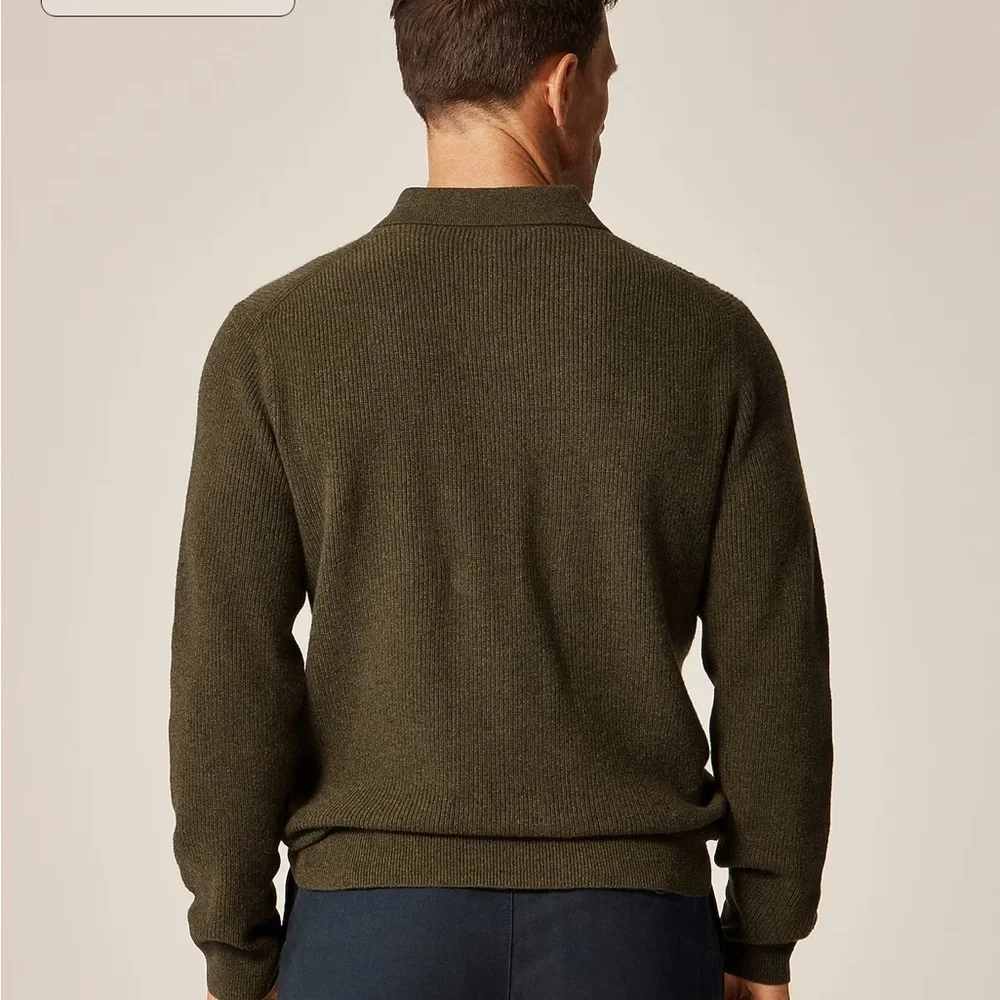 J crew heather elm Cashmere ribbed sweater-polo